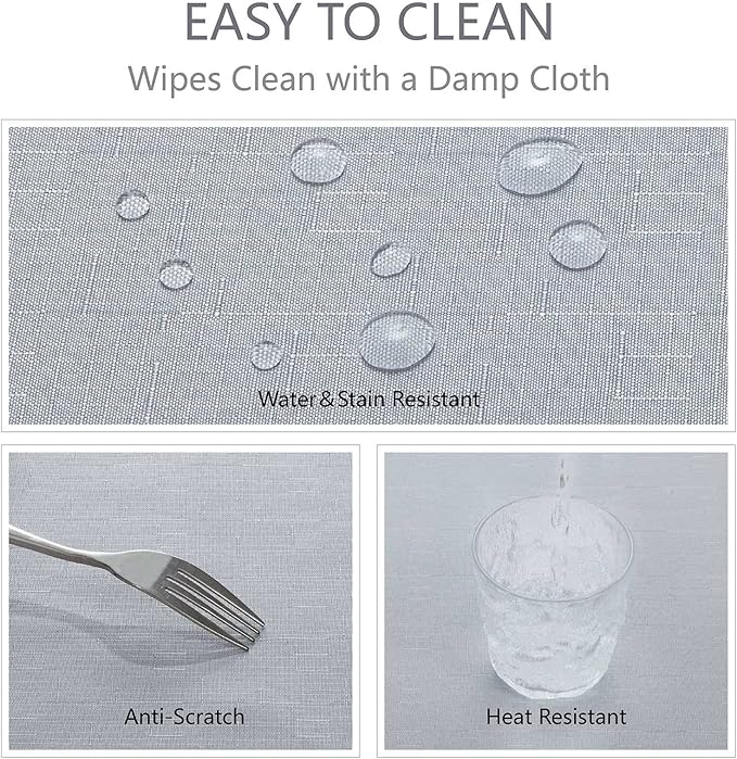 Textured Rectangle Tablecloth 60x104 inch Table Cloth Water Resistant Wrinkle Free Spill-Proof, Decorative Fabric Table Cover Washable for Banquet Parties Event Holiday Dinner, Light Grey
