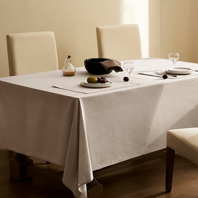 Khaki Textured Linen Rectangle Table Cloth Burlap Tan Fabric Tablecloth Rectangular Dining Table Cover Kitchen Decorations Boho Farmhouse Linen Tablecloths for Rectangle Tables 60x144 Inch