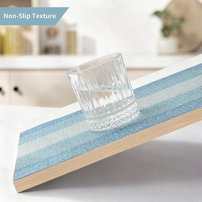 HeloHo Placemats Set of 4,Vinyl Table Place Mats Stain Resistant Foldable Placemats Washable Wipeable Placemat for Kitchen Dining Table Decoration Indoor Outdoor（Blue）