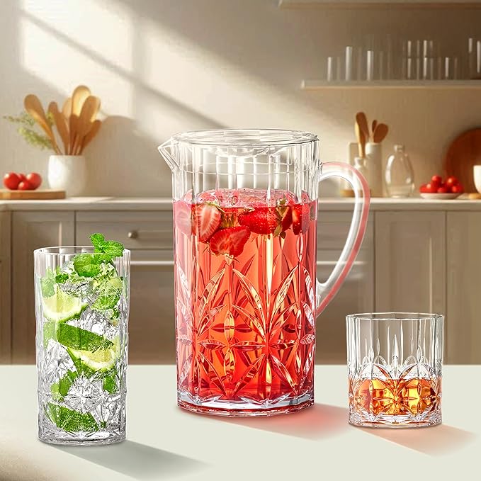 Amazing Abby - Whitney - 14-Ounce Plastic Whiskey Glasses (Set of 6), Plastic Wine Glasses, Reusable, BPA-Free, Shatter-Proof, Dishwasher-Safe, Perfect for Poolside, Outdoors, Camping, and More