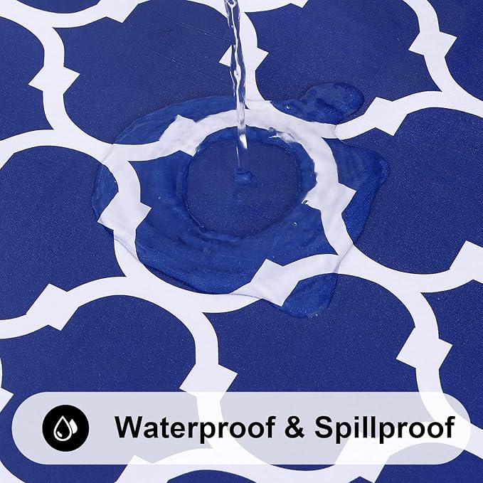 Smiry Rectangle Table Cloth, Waterproof Vinyl Tablecloth with Flannel Backing for Rectangle Tables, Wipeable Spillproof Plastic Tablecloths for Dining, Camping, Indoor and Outdoor (52"x70", Navy)