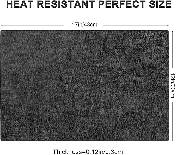 Leather Heat Resistant Placemats Set of 6 Waterproof Wipeable Washable PU Table Mats,Easy to Clean Anti-Slip Place Mats (Dark Grey, 6)
