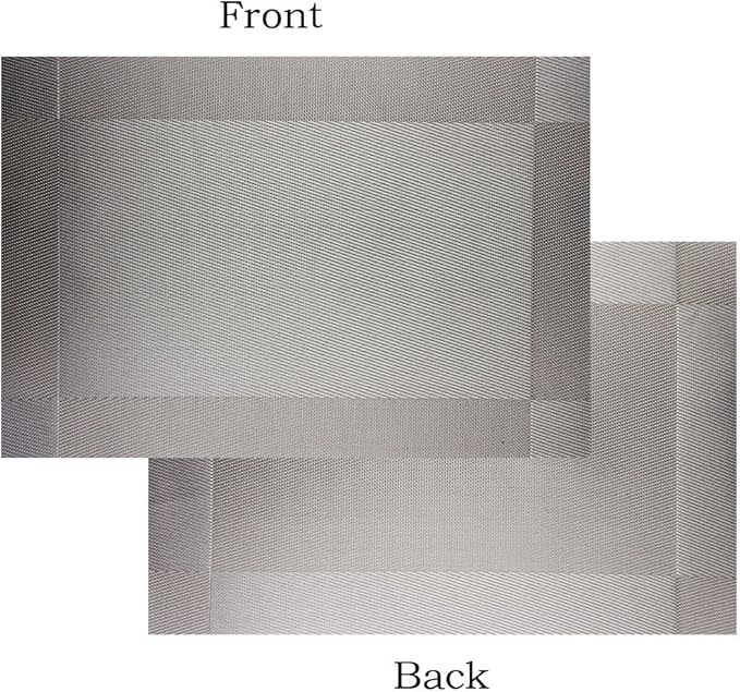 Placemats Set of 4 Washable Easy to Clean Woven Vinyl Placemats for Kitchen Table Woven Table placemats Mats 12x18 inches (Grey)
