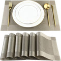 DACHUI Heat-Resistant Placemats Stain Resistant Anti-Skid Washable PVC Table Mats Woven Vinyl Placemats (4pcs, Coffee-Cross)