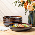 theterra 8.5'' Ceramic Pasta Bowls, Salad Bowls Set of 4, Stoneware Serving Bowls for Fruits, Noodle, Dinner, House-warming Wedding Present, Coca Mocha