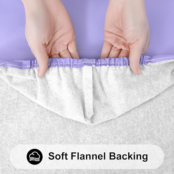 Smiry Rectangle Tablecloth, Elastic Fitted Flannel Backed Vinyl Tablecloths for 5ft Folding Tables, Waterproof Wipeable Table Covers for Indoor, Outdoor, Picnic and Camping (Lavender, 30"x60")