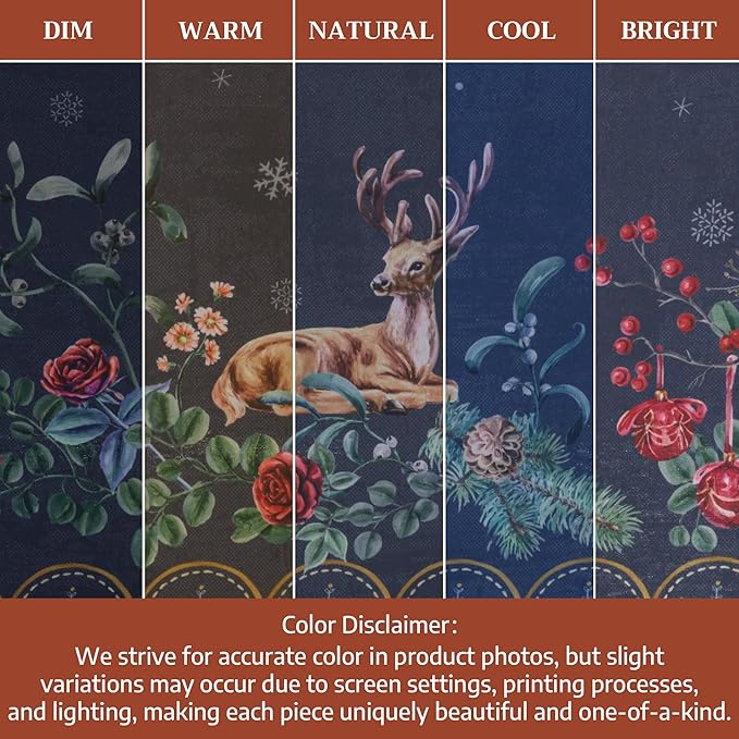 Maison d' Hermine Table Cloth Round Table 100% Cotton 69 Inches Fall Tablecloth Reusable Everyday Use for Thanksgiving Christmas Decorations Dining Farmhouse Party (Christmas Joy)