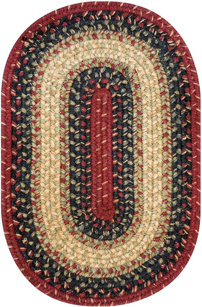 Homespice Highland Jute Braided Oval Placemats, Warm Lodge and Cabin Decor, Set of 6, 13x19 Multicolor Table Mats - Vibrant Colors, Durable, Easy to Clean and Protects Furniture