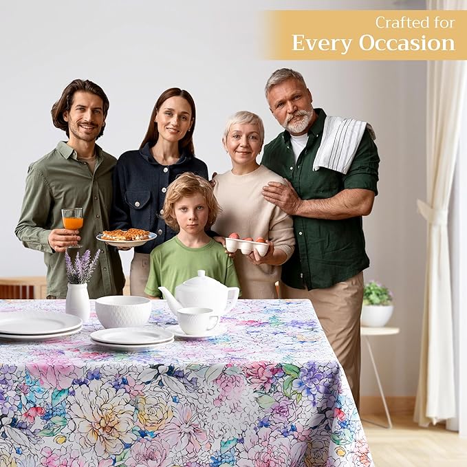 Maison d' Hermine Table Cloth Rectangle Table 100% Cotton 60 x 90 Inches Tablecloth Reusable Decorative for Dining Room Farmhouse Home Valentines Day Decorations Spring Summer - Floral Love