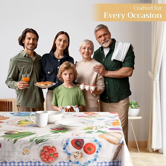 Maison d' Hermine Table Cloth Rectangle Table 100% Cotton 70 x 120 Inches Tablecloth Reusable Decorative for Dining Room Farmhouse Home Valentines Day Decorations Spring Summer - Gourmand