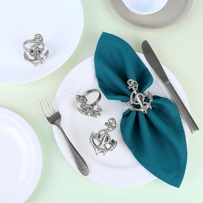 ALPHA Living HOME Silver Napkin Rings Set of 12 - Durable & Versatile, Elegant Metal Napkin Rings for Table Settings, Special Occasions, Easter Table Decor & Gift Giving Ideas Silver