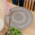 Homespice Grey Cloud Round Braided Placemats, Warm Farmhouse Decor, Set of 2, 15", Grey Jute Table Mats - Vibrant Colors, Durable, Easy to Clean and Protects Furniture