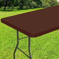 Smiry Rectangle Tablecloth, Elastic Fitted Flannel Backed Vinyl Tablecloths for 4ft Folding Tables, Waterproof Wipeable Table Covers for Outdoor, Indoor, Picnic and Camping (Coffee, 30"x48")
