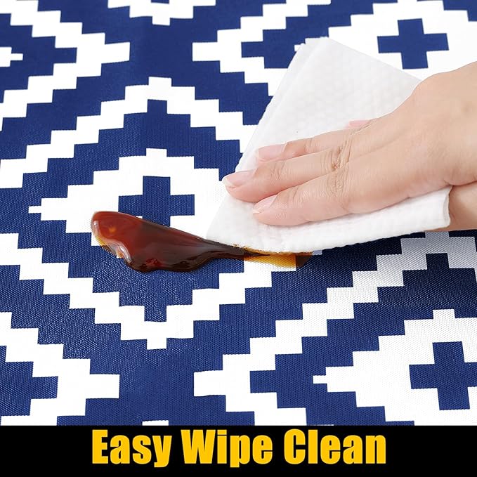 Smiry Rectangle Table Cloth Cover, Waterproof Elastic Fitted Picnic Tablecloth for 5 Foot Tables, Wipeable Flannel Backed Vinyl Tablecloths for Camping, Dining, Outdoor (Navy, 30" x 60")