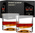 LIITON Rocky Mountains Heavy Crystal Whiskey Glasses Gift Set of 2, Thick Freezable Bourbon Glass 1lb Each, Premium Whiskey Gifts for Men, Frozen Crystal Chills Cocktails, 10 oz