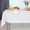 D'Moksha Homes White Linen Tablecloth 60 x 120 Inch - 100% Pure Linen Tablecloth for Rectangle Tables - Machine Washable Table Cloth for Valentines, Spring, Easter