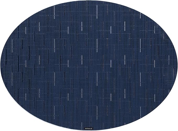 Chilewich Bamboo Placemats Set of 4 - Woven Oval Placemats - Reusable, Stain-Resistant, Indoor/Outdoor Tabletop Protection - 19" x 14" - Lapis