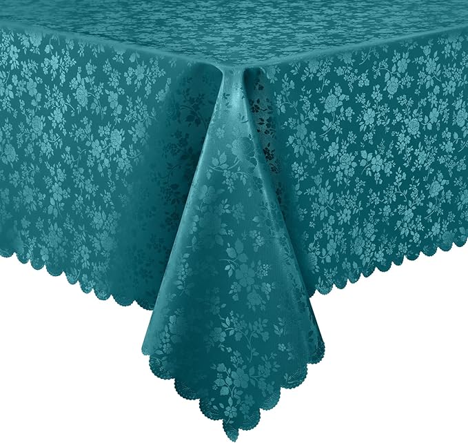 Smiry Rectangle Table Cloth, Waterproof Heavy Duty Vinyl Tablecloths, Wipeable Washable Table Cover for Kitchen, Dining (Emerald Green, 60" X 126")