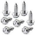 Chrome License Plate Screw Kit - Set of 8 Stainless Steel Fasteners for License Plates, Frames, and Covers on Domestic Cars, Trucks, Vans, SUVs - Rustproof, Self Tapping Mounting Bolts (Chrome Plated)