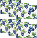 Grape Placemats Set of 6, Blue Grapes Place Mats, Fruit Waterproof Washable Table Mats for Home Party Indoor Kitchen Dining Table Decoration 12x18 Inch