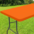 Smiry Rectangle Tablecloth, Elastic Fitted Flannel Backed Vinyl Tablecloths for 4ft Folding Tables, Waterproof Wipeable Table Covers for Indoor, Outdoor, Picnic and Camping (Orange, 30"x48")