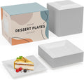 Exquisite Mini Disposable Appetizer Plates - 100 Pack 4.5 In. x 4.5 In. White Plastic Dessert Plates - Elegant Design for Weddings, Birthdays, and Formal Parties - Stackable and Convenient - BPA Free