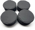 48 Pack 4 inch Round Slate Coasters,Handmade Natural Rough Edge,with Integral Anti-Skid pad,Laser Engraving Blanks,Stone Coasters