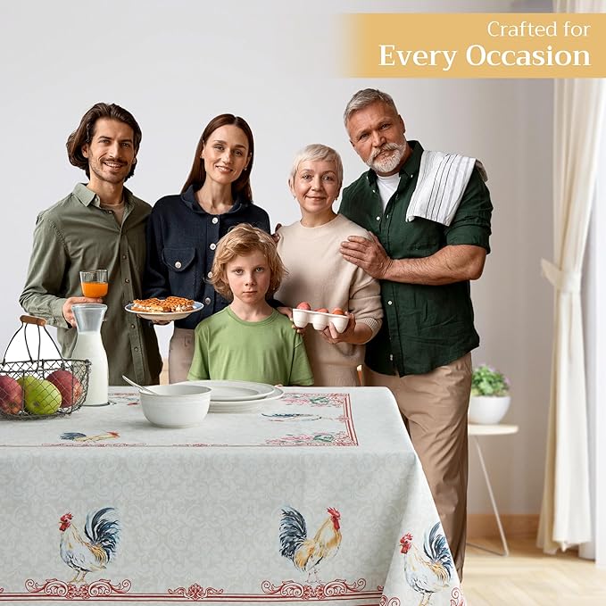 Maison d' Hermine Table Cloth Rectangle Table 100% Cotton 54 x 72 Inches Tablecloth Reusable Decorative for Dining Room Farmhouse Home Valentines Day Decorations Spring Summer - Campagne