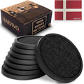 Barvivo Silicone Coasters for Drinks - Set of 8 Modern Bar Coasters with Removable Felt Pad - Durable Drink Coasters for Tabletop Protection - Suitable for Drinks, Coffee & All Table Types - Black