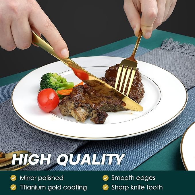 Vintage Gold Silverware Flatware Set for 10, European Classic Style 40 Pieces Stainless Steel Tableware Cutlery Set,Fine Kitchen Utensils for Wedding Restaurant Hotel Christmas