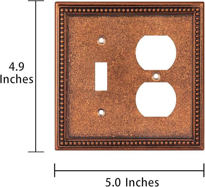 Henne Bery Raised Pearls Decorative Wall Plate Switch Plate Outlet Cover (Toggle/Duplex, Sponged Copper)