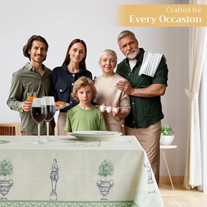 Maison d' Hermine Table Cloth Rectangle Table 100% Cotton 60 x 108 Inches Tablecloth Reusable Decorative for Dining Room Farmhouse Home Valentines Day Decorations Spring Summer - Jardin Du Roy