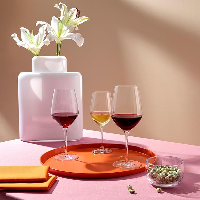 NUDE Red Wine Glasses Set of 2, Climats – Crystal Large Long Stem Red Wine Glasses with Generous Bowl, Slender Stem and Strong Base, Lead-Free, Dishwasher Safe, 21.6 oz