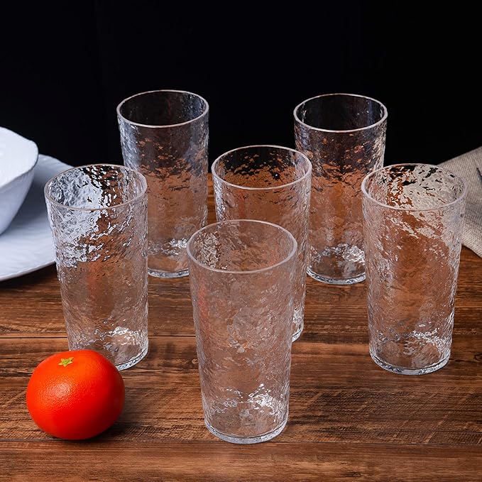 KX-WARE 18-ounce Acrylic Highball Glasses Plastic Tumbler, set of 8 Clear