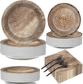 200Pcs Rustic Wooden Tree Party Supplies Paper Plates Napkins Lumberjack Camping Hunting Theme Birthday Party Decorations for Kids Hunting Serves 50