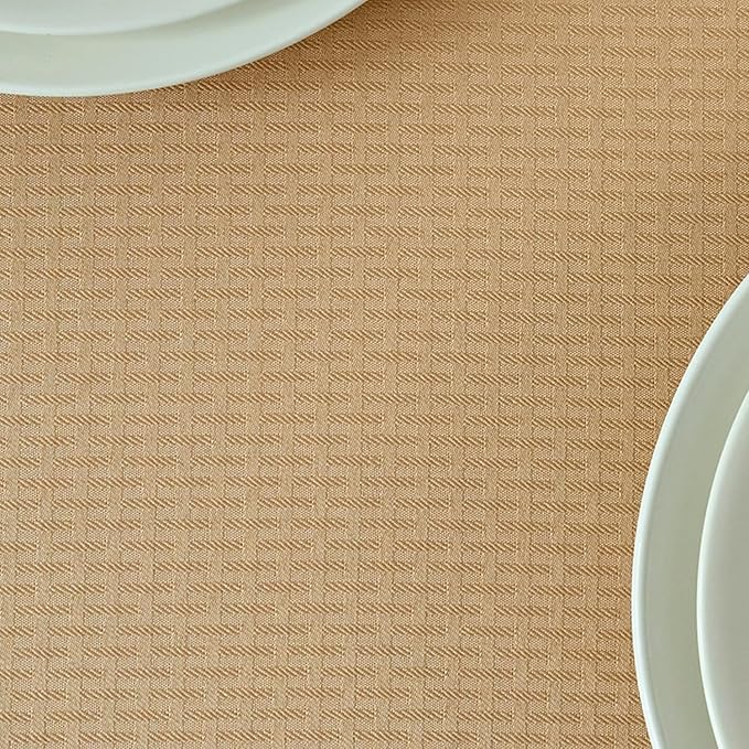 maxmill Tablecloth Weaved Texture Stain Resistant Waterproof, Wrinkle Resistant Washable Table Cloth, Fabric Table Cover for Dining Room, Indoor Outdoor Use, Rectangle 60 x 120 Inch, Beige