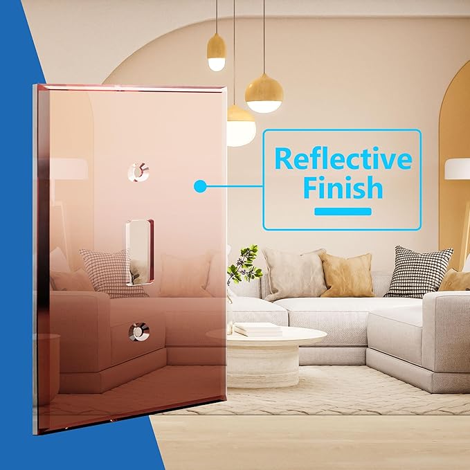 LIDER Toggle Switch Acrylic Wall Plate, Mirrored Light Switch Plate, Plexiglass Switch Cover, Mirror-like Reflective Finish, Modern Upgrade, Oversized 1-Gang 5.25" x 3.44", Rose Gold, 5 Pack