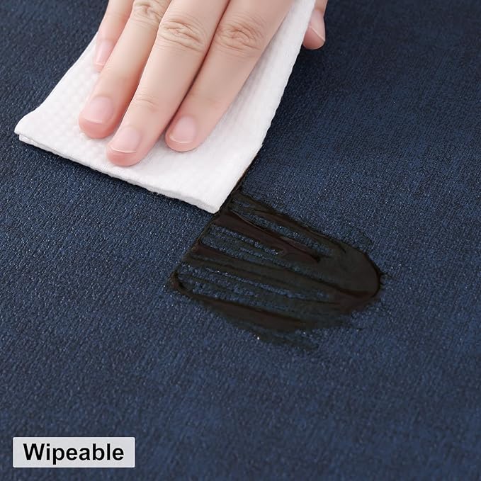 homing Round Faux Leather Placemat and Coaster 4 Packs, Washable Heat Resistant Dining Place Mats, Wipeable Double-Sided Table Mats for Indoor and Outdoor, Diameter 13 and 3.93 inch, Navy