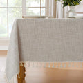 JIALE Textured Tablecloth, Heavy Duty Linen Style Farmhouse Table Cloth Rectangle Table, Wrinkle-Free Washable Waterproof Table Cover for Kitchen, Dining, Parties, 55"x106", Light Brown