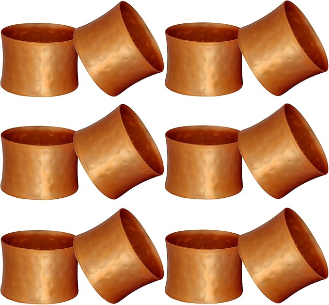 Round Hammered Napkin Rings Set of 12, Napkin Rings Bulk, Serviette Adornment for Table Settings, Modern Napkin Holder for Dinner Table Decor, Weddings, Christmas, Holiday, Banquets, Party, Easter