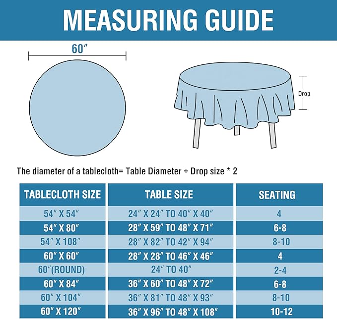 H.VERSAILTEX Linen Textured Table Cloths Round 60 Inch Premium Solid Tablecloth Spill-Proof Waterproof Table Cover for Dining Buffet Feature Extra Soft and Thick Fabric Wrinkle Free, Grey