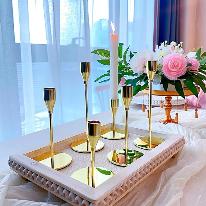 Gold Taper Candle Holders for Wedding Table Centerpiece,Tall Taper Candlestick Holders Bulk Set of 15,Metal Candle Stick Holder for Table or Mantel Centerpiece,Dinning,Festival,Party Home Decor