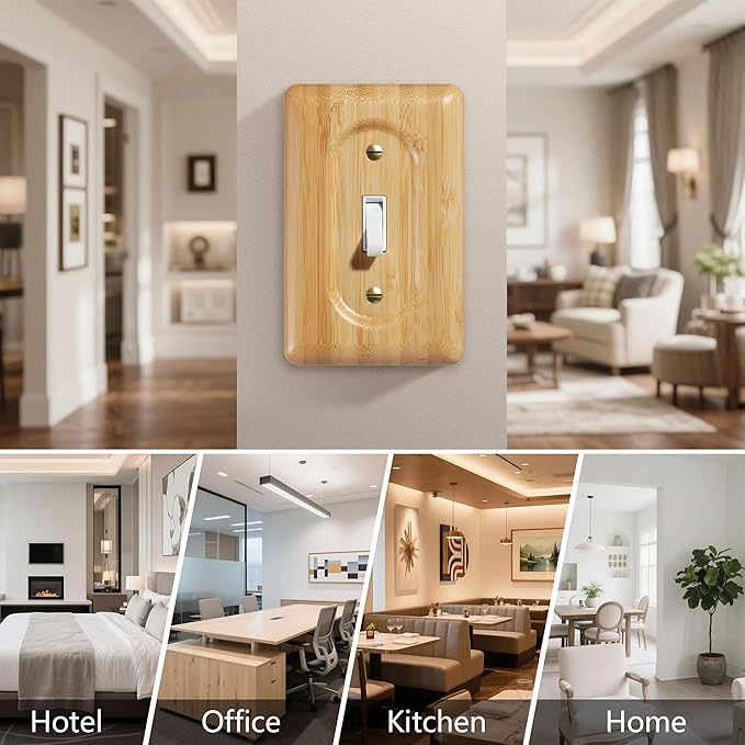 Decorative Light Switch Covers Bamboo Wood Switch Plate Covers Single Toggle Stylish Wood Switch Plate Covers