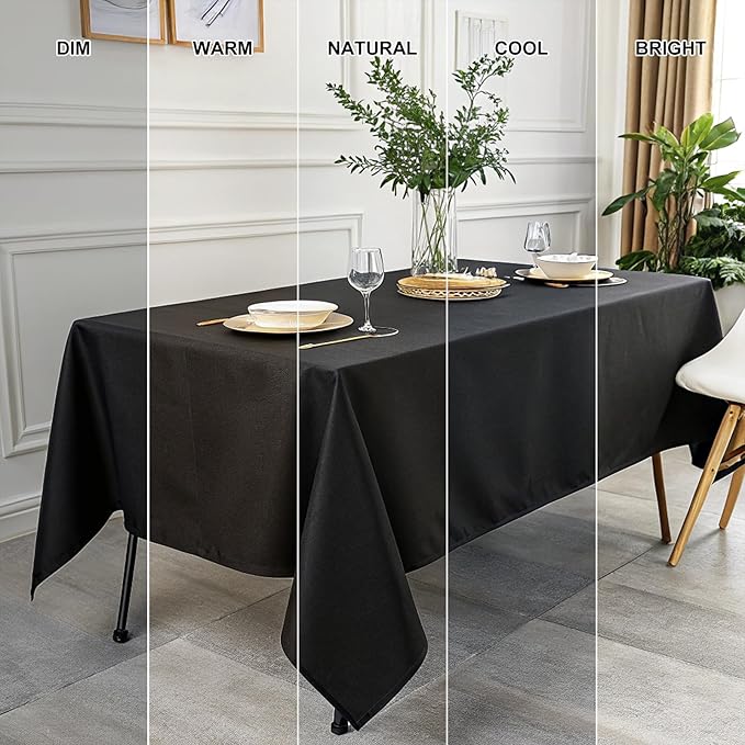 Smiry 4 Pack Rectangle Table Cloth, Waterproof Anti-Scratch Polyester Tablecloth, Decorative Washable Fabric Table Cover for Dining, Buffet, Parties and Outdoor, 60x102, Black