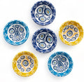 Ceramic Small Dipping Bowls Set of 6, 3.5 Oz Soy Sauce Dish, Handmade Charcuterie, Colorful Pinch, Dishwasher & Microwave Safe, 3.2'' Mini (NAZAR CHARM)