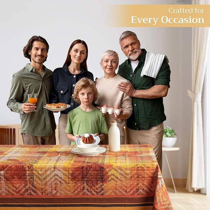Maison d' Hermine Table Cloth Square Table 100% Cotton 54 x 54 Inches Fall Tablecloth Reusable Everyday Use for Thanksgiving Christmas Decorations Dining Farmhouse Party (Thanksgiving Tartan)