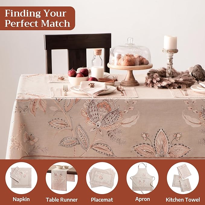 Maison d' Hermine Premium Table Cloth Rectangle Table 100% Combed Cotton 90 x 70 Inches Tablecloth Reusable Decorative for Dining Room, Farmhouse, Home, Party, Festive & Wedding - Society Florals