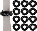 Alpha Living HOM Three Ring Wooden Napkin Rings Set of 12 - Napkin Holder Cuffs for Dinner Table Décor - Rustic Modern Serviette Rings for Weddings, Parties, Receptions, Banquets (Black)