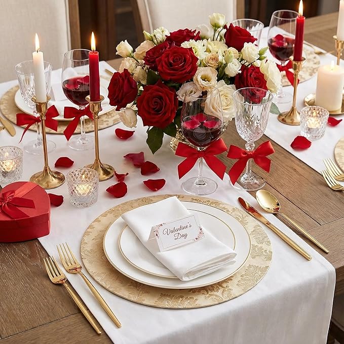 I00000 150PCS White and Gold Plastic Plates with Disposable Silverware for 30 Guests,Nice Disposable Plates,White Plastic Plates Set Include 30 Dinner Plate,30 Dessert Plate,90 Gold Cutlery for Party