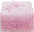 DaYammi 100Pcs Pink Dessert Plates with Forks Including 50Pcs Appetizer Plates,50Pcs Plastic Forks,Glitter Square Plate pink Disposable plates for Wedding,Plastic Cake Plate for Valentine's Day Party